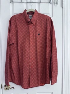 Cinch Hemd Herren Medium M Rot Western Langarm Knopfleiste Rodeo Cowboy Muster - Bild 1 von 15