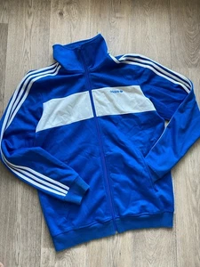 Adidas Retro Old School Vintage Trainingsjacke Jacke Hellblau/Weiß in Größe L - Bild 1 von 5