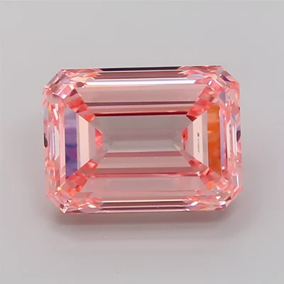 3.02 Ct Emerald Cut Intense Pink Lab Diamond IGI Certified VVS2 Proposal Ring - Image 1 of 4