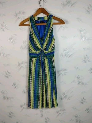 Vestido acampanado sin mangas para mujer Laundry By Shelli Segal talla 2 azul verde Foto 1 de 4