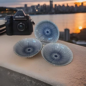 Sendan Tokusa 9,75" blau weiß Servierschalen (3) gemarkt Japan wunderschön! - Bild 1 von 12