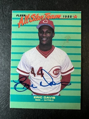 Fleer All Star Team 1988 Eric Davis #7 autógrafo firmado Foto 1 de 2