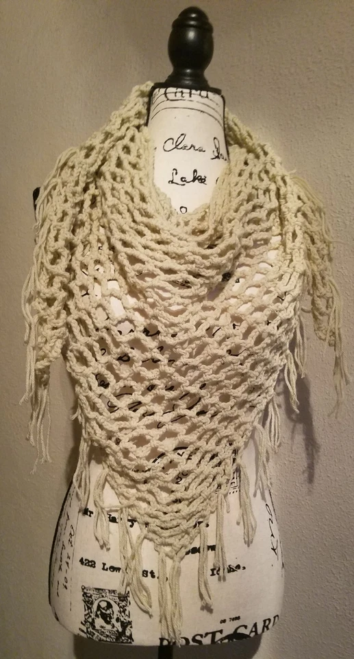 NEW CROCHET All Seasons Adult Shawl - ONE SIZE - WITH FRINGE - Image 1 of 1