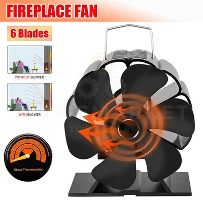 ZD-USMARKET Heat Powered Wood Stove Fan 6-Blade Silent Fireplace Fan for Wood Burning Stove