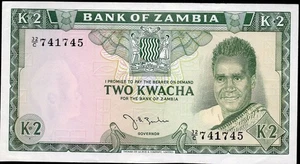 Zambia Banknote -1968 - 2 Kwacha - Picture 1 of 2