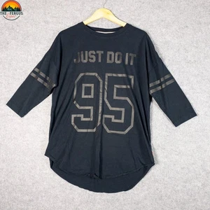 Nike Just Do It 95 T-Shirt Black 3/4 Sleeve Cotton Pullover Women's Size XL - Picture 1 of 8