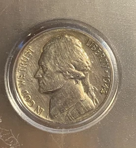 1943-P Jefferson 35% Silver War Nickel BU Silbermünze USA - Bild 1 von 5