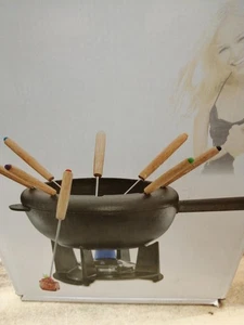 Spring Gusseisen Fondue-Set SAAS-FEE schwarz, Ø 20 cm mit 8 Fonduegabeln - Bild 1 von 3