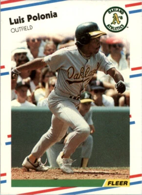 1988 Fleer Luis Polonia #292 RC Oakland Athletics MLB Baseball Rookie Card - Image 1 of 2