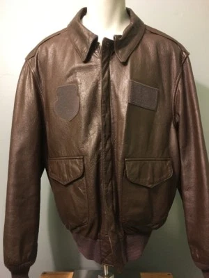 Vtg 40s WWII Style A-2 Leather Bomber Pilot Flight Jacket Mens XL Biker Coat USA - Image 1 of 4