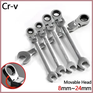 Ratchet Spanner Combination Metric Flexible Head Wrench Mirror Polished 8mm~24mm - Picture 1 of 12
