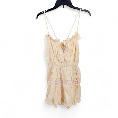 Mameluco para mujer con inserción de encaje texturizado con tiras en melocotón nuevo con etiquetas boho talla 6 de ASOS Design Foto 1 de 4