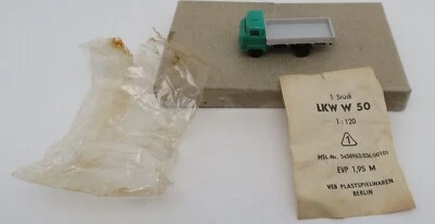 A VEB DDR Scala N°1/120 Camion Ifa W50 Consegna Verde +Sacchetto +Istruzioni - Immagine 1 di 4