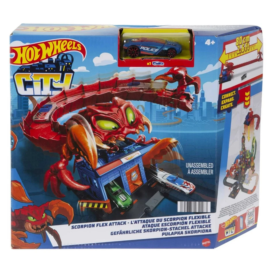 Juego Mattel Hot Wheels City Scorpion Flex Attack (blanco) ¡Nuevo en caja!! Foto 1 de 4