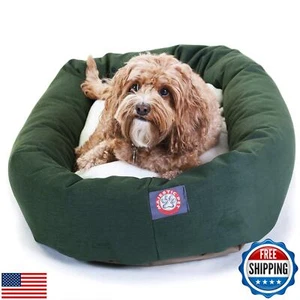 Majestic Pet 32 Inch Poly-Cotton Sherpa Calming Dog Bed Washable 32x18x8 (inc - Picture 1 of 5