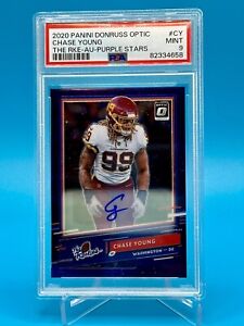 CHASE YOUNG 2020 Donruss Optic #TR-CY The Rookies PURPLE STARS AUTO /25 PSA 9