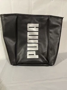 PUMA Leather Like athletic tote Shoulder bag black with Silver Writing. - Picture 1 of 8