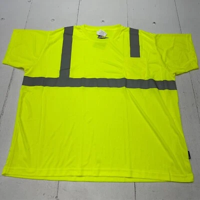 Hi-Viz Yellow Reflective Short Sleeve Visibility Workwear Shirt Mens Size 4X NEW - Image 1 of 4