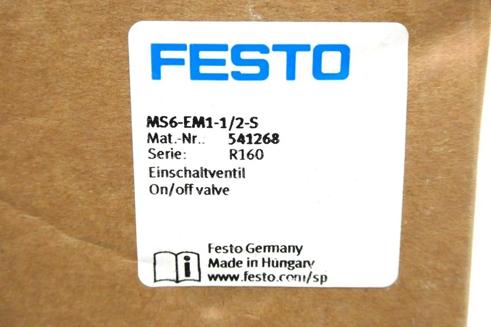 FESTO ELECTRIC MS6-EM1-1/2-S CONTROL VALVE 541268 MS6EM112S