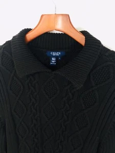 Chaps Men’s Brown Collated Cable Knit Sweater  100% Cotton L - Picture 1 of 4