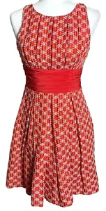 Frock Tracy Reese Dress Red Linen Silk Retro 50s PinUp Feminine Fun Womens 6 - Picture 1 of 14
