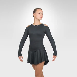 Eislauf Eiskunstlauf Kleid Gr. SMALL Erwachsene schwarz mit Kristallen - Bild 1 von 2