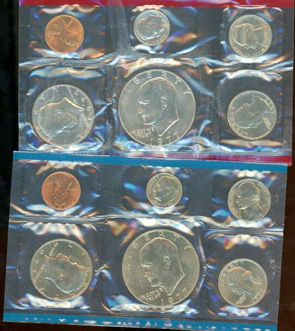 5x 1977 US Mint Set w/12 Coins P, D Mints w/Original 1977 US MINT SHIPPING BOX Cover