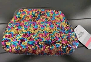 Multi Colored Sequin Clutch/Shoulder bag Purse with Chain - Picture 1 of 7