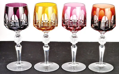 Set 4 Wine Glasses Glas Flashed Glass Hand Cut Nachtmann Model Antika R1105 - Image 1 of 4