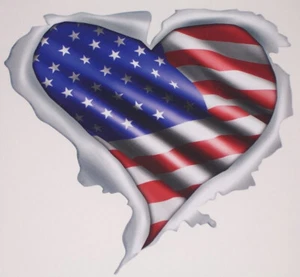 Ripped Tattered American Flag HEART Decal decals Window Sticker Stickers - Picture 1 of 1