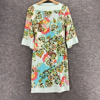 Vestido Cocomo Mujer S Pequeño Blanco Paisley Cambio Midi Cuello Redondo Manga 3/4 Informal Foto 1 de 4