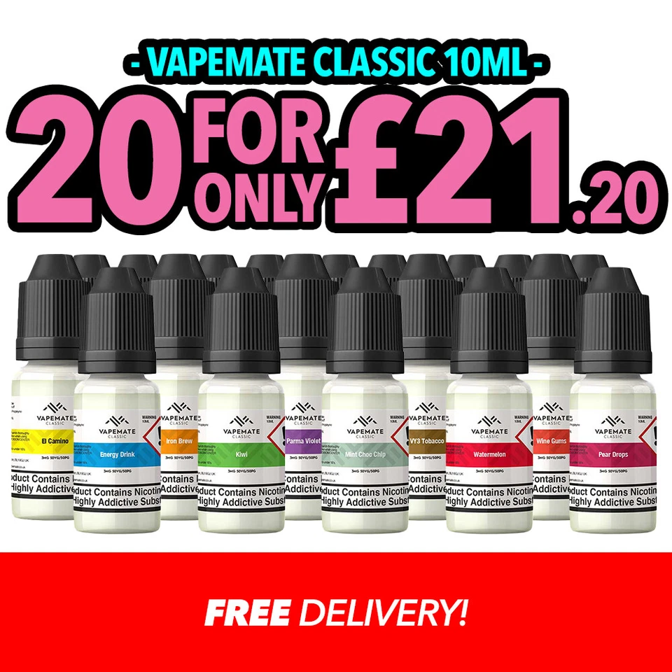 Vapemate Classic 10ml E Liquid |  Vape Juice | 10ml | 50/50 VG/PG | E-Cig - Image 1 of 1