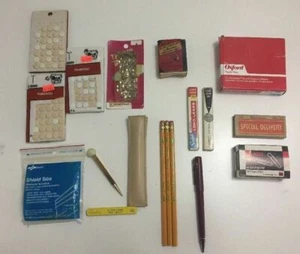 Vintage gemischt Bürobedarf Posten Zubehör Heftklammern Dennison Empire Bleistift Minen Scripto  - Bild 1 von 12