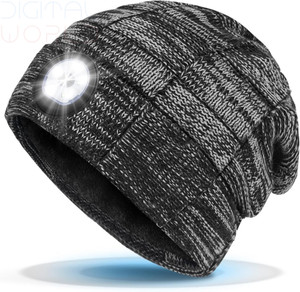 Mens Gifts Hat LED Beanie with Light - Stocking Fillers for XL, Grey 