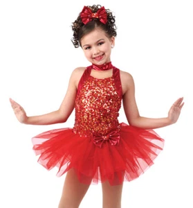 Get Your Sparkle On RED Child Large New Dance Costume Red Sequined Ballet Tutu - Picture 1 of 9