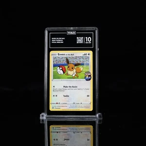 TAG 10 Gemme Ottime Condizioni Eevee On The Ball 002/005 Promo Pokemon Esclusivo Regno Unito Futsal - Foto 1 di 2