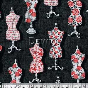 Bustos de sastre blanco/rojo sobre negro/gris hobby patchwork tela decorativa 18,50 €/M - Imagen 1 de 1
