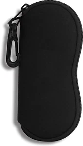 Moko Eyeglass Soft Case, Zippered Neoprene Sunglasses Pouch with Clip - Black - Picture 1 of 12