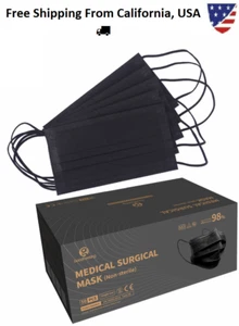 50 pz protezione viso medica maschera viso bocca e naso colore 3 fogli nero approvato CE✅ - Foto 1 di 12