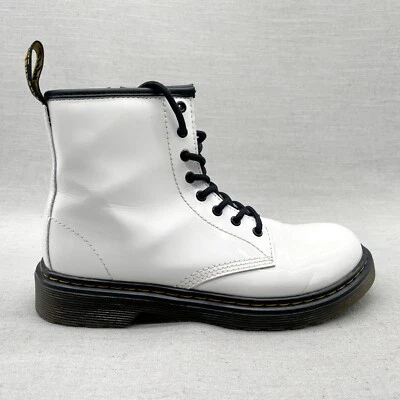 Dr Doc Martens Junior Pascal 1460 J размер 5 белая лакированная кожа боевая на шнуровке - Изображение 1 из 4