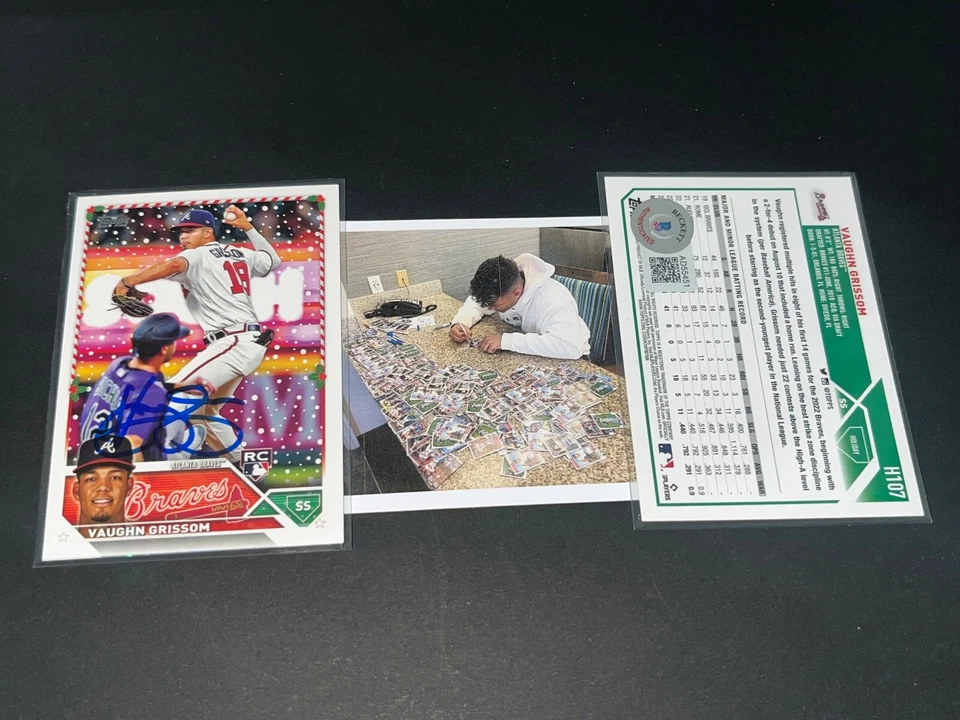 Vaughn Grissom Braves Auto Signed 2023 Topps Holiday Rookie RC Beckett Hologram - Image 1 of 1