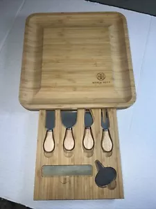 🔥 Bamboo Cheese Board & Knife Set; Noble Nest Charcuterie Board-NWOB - Picture 1 of 4