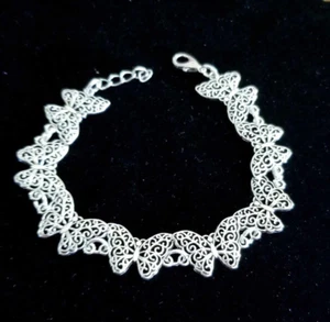 Silver Butterfly Bracelet Handmade Butterfly Jewelry Butterfly Charm Bracelet - Picture 1 of 8
