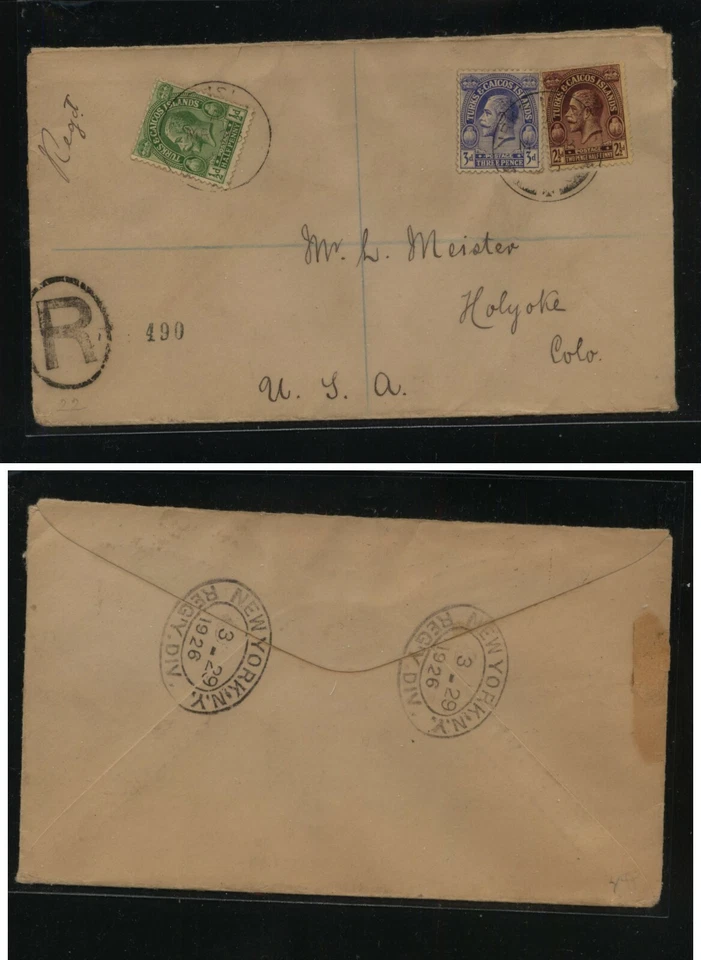 Turks and Caicos 45,49,50 em capa registrada para EUA 1926 SSS0315 - Imagem 1 de 1