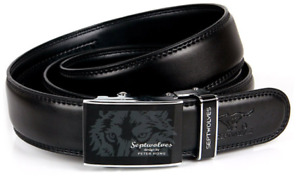 Septwolves Men waist belt genuine cow leather Auto lock Buckle black 91029810