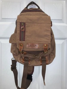 Vintage Augur Strauss & Co. Umhängetasche im Kurierstil Leinwand und Ledertasche - Bild 1 von 10