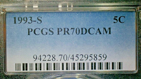 4TH OF JULY SALE EXTENDS--U.S.-1993-S PCGS PR70DCAM JEFFERSON NICKEL 5C KM#A192 Cover