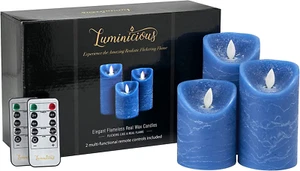 Candele LED Blu Fiamma Tremolante | Candela Elettrica a Batteria in Vera Cera Co - Foto 1 di 12