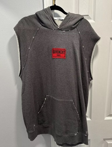 Felpa con cappuccio grigia senza maniche Givenchy XXL da uomo