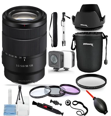 Sony E 18-135mm f/3.5-5.6 OSS Lens + Video Light + Tripod + Bundle (Open Box) - Image 1 of 4